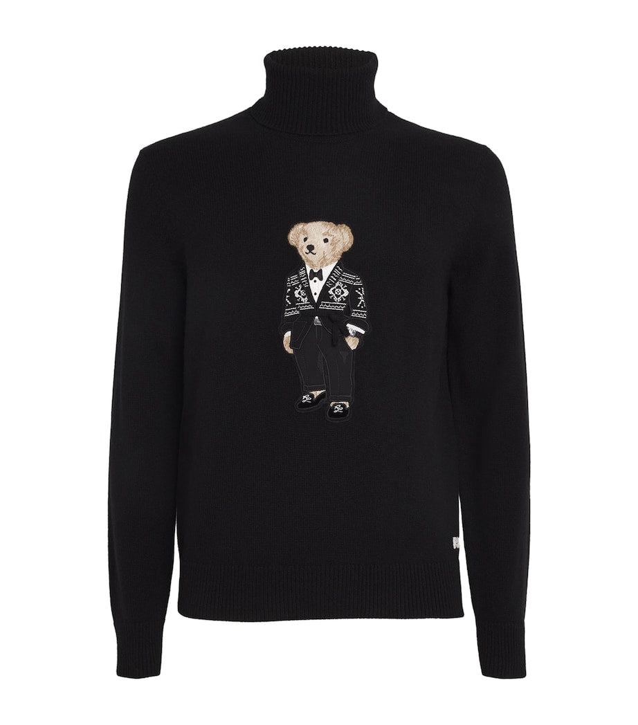 Ralph Lauren Purple Label Black Rollneck Polo Bear Sweater