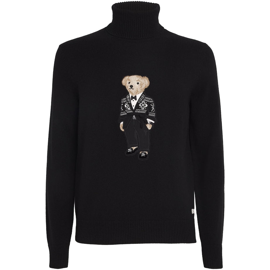 Ralph Lauren Purple Label Black Rollneck Polo Bear Sweater