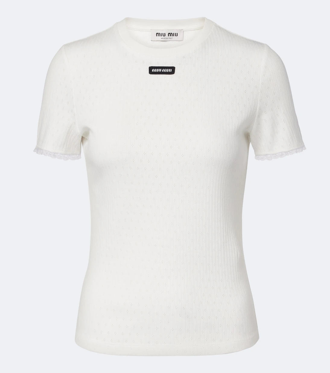 Miu Miu - Pointelle cotton T-shirt