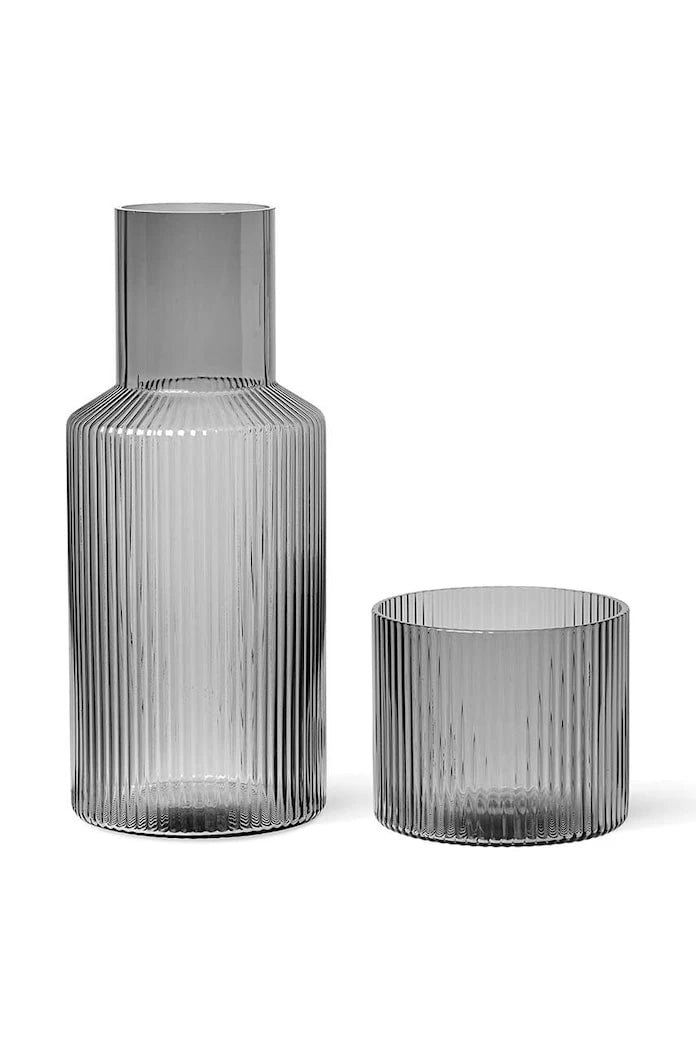 Гарафа с чаша ferm LIVING Ripple Small Carafe Set 500 ml