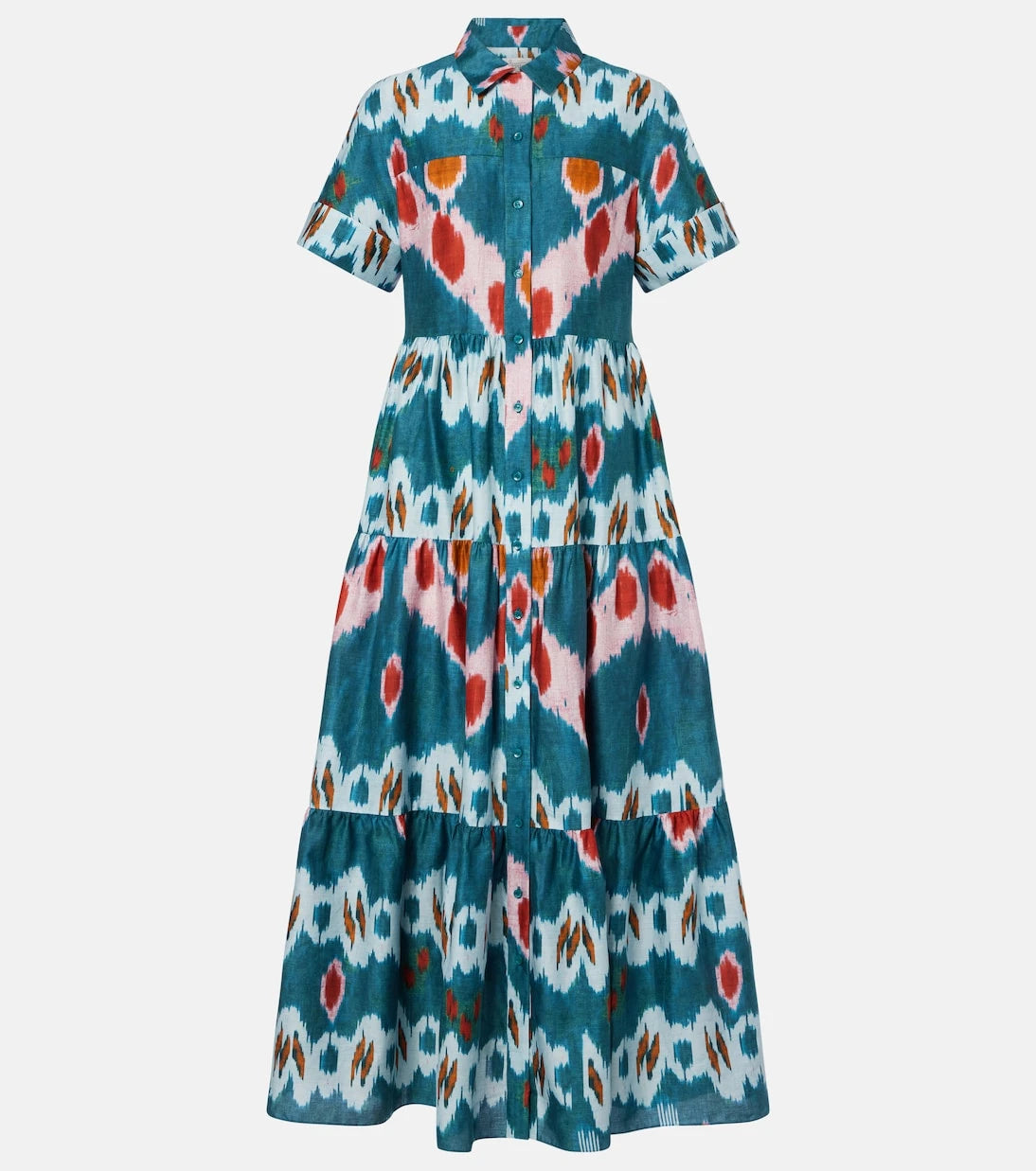 Erdem - Printed tiered cotton shirt dress