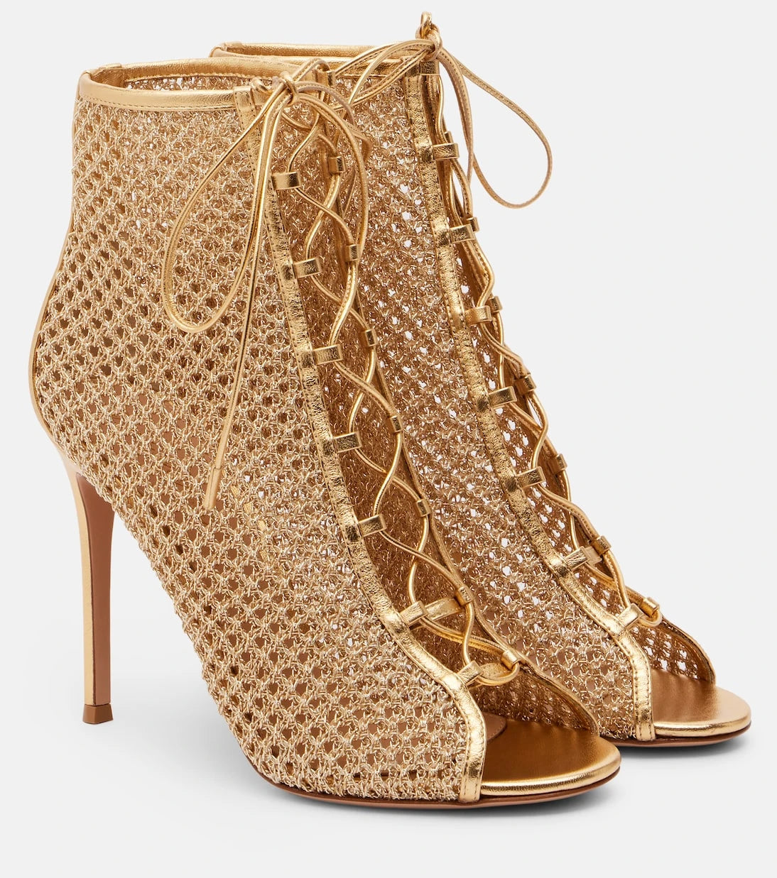 Gianvito Rossi - 105 metallic leather-trimmed sandals