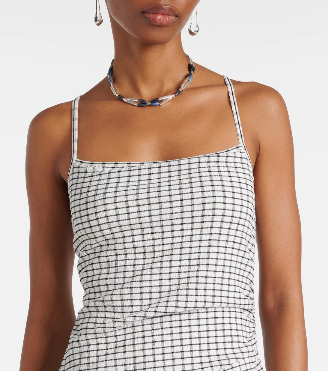 Vince - Checked ruched midi dress
