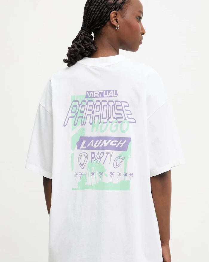 HUGO Blue тениска дамска от памук Oversized_Tee_B