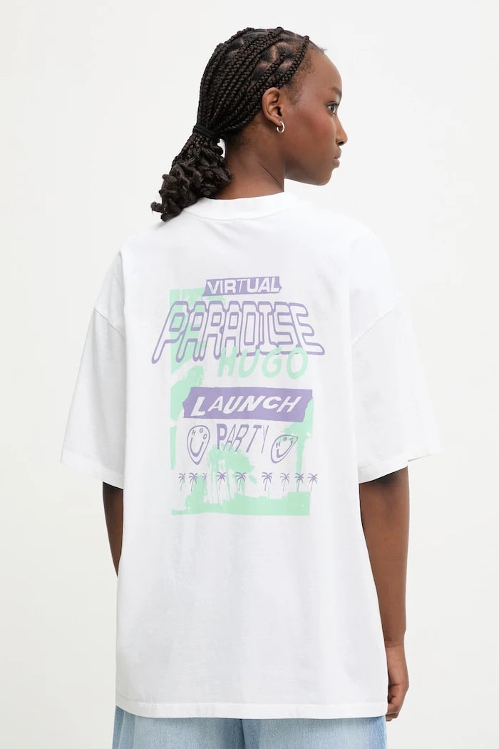HUGO Blue тениска дамска от памук Oversized_Tee_B