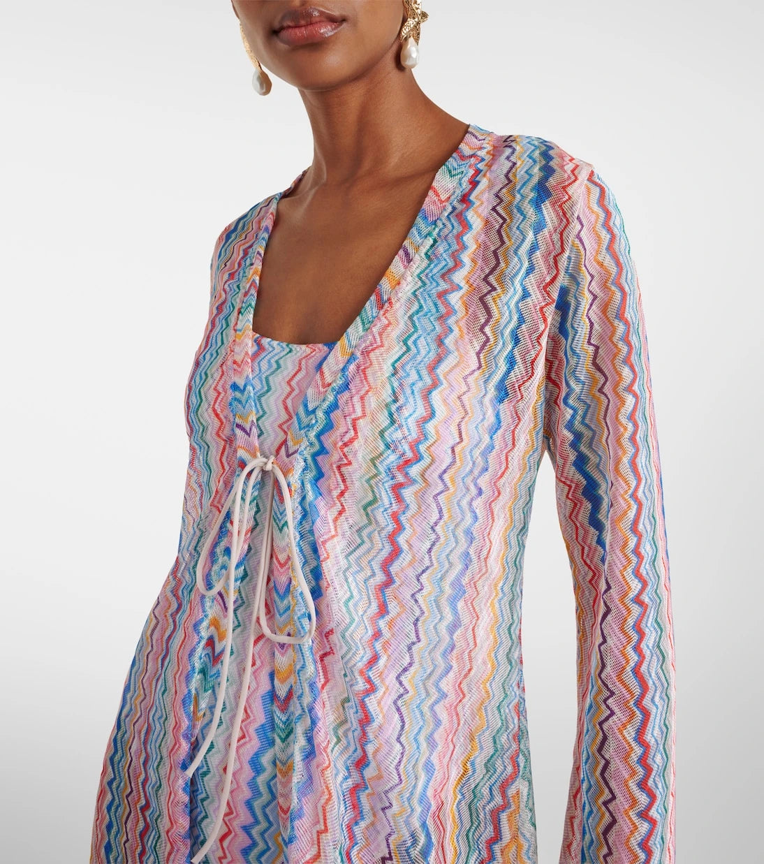 Missoni - Zigzag transparan plaj elbisesi
