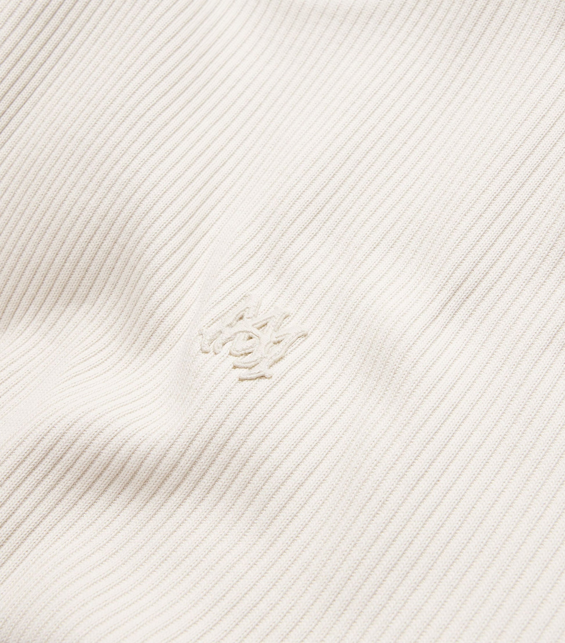 White Stretch-Cotton Ribbed Logo Oversized T-Shirt