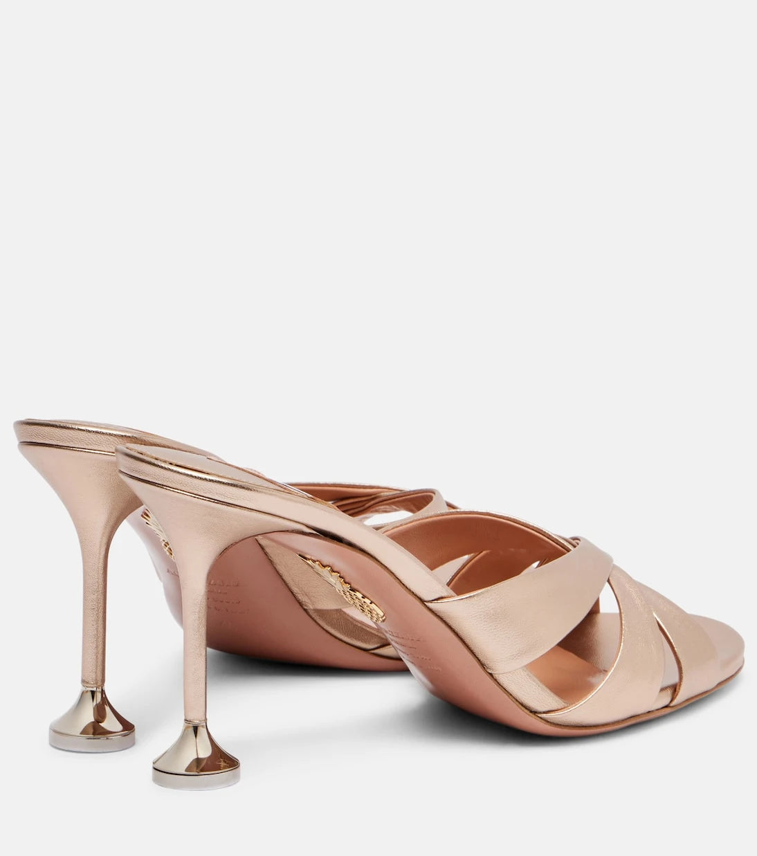 Aquazzura - حذاء ميول "كيس مي كويك" من الجلد المعدني