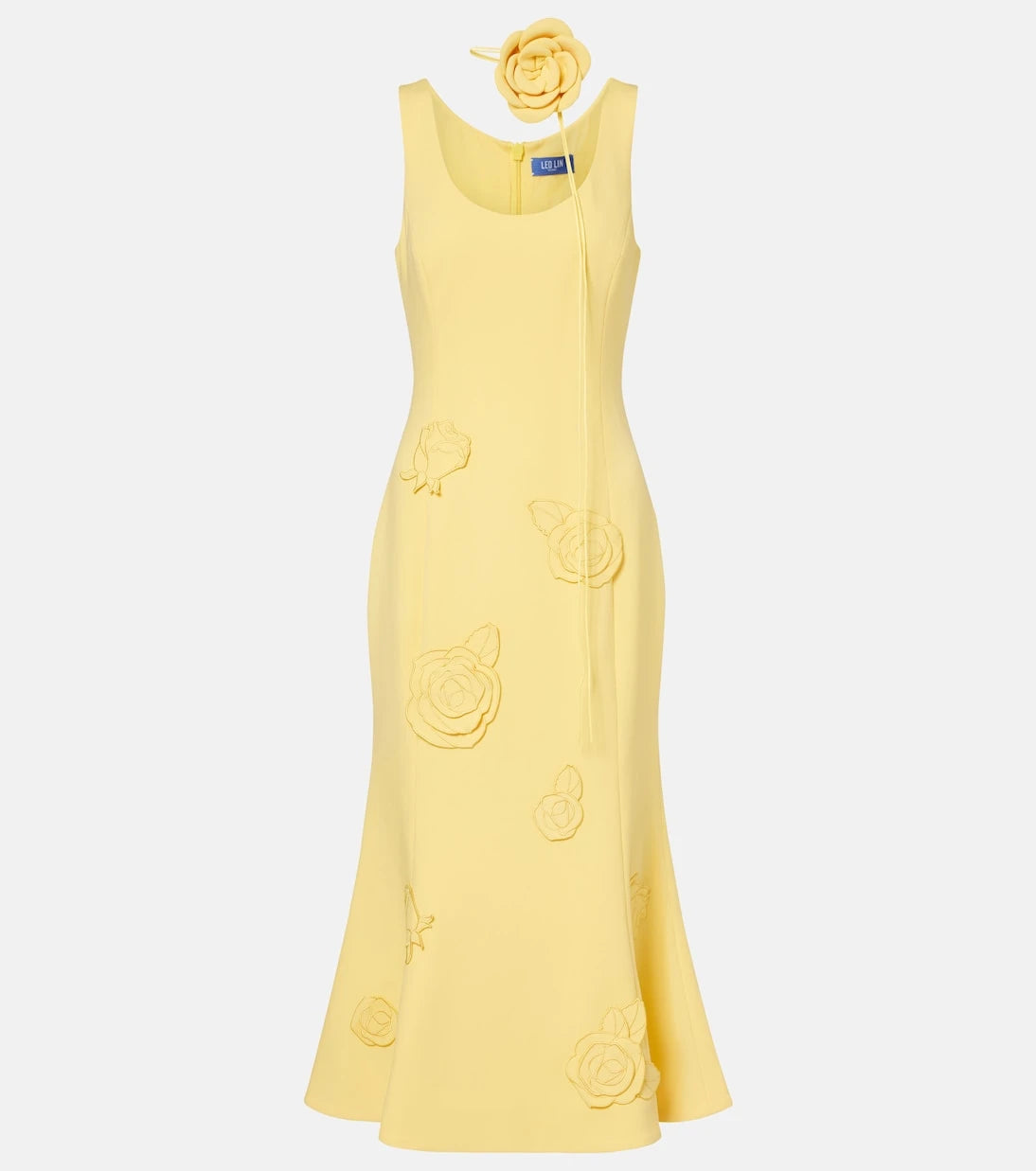 Leo Lin - Emily floral-appliqué midi dress