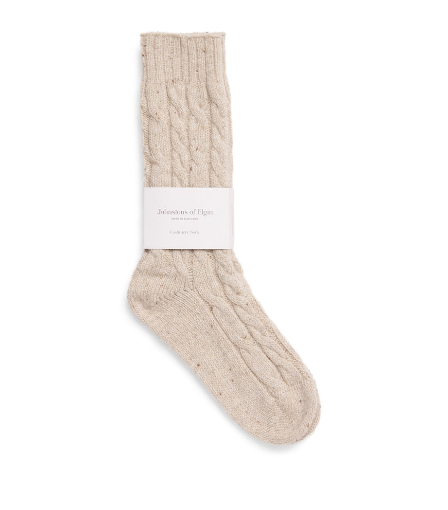 Cashmere-Blend Cable-Knit Socks