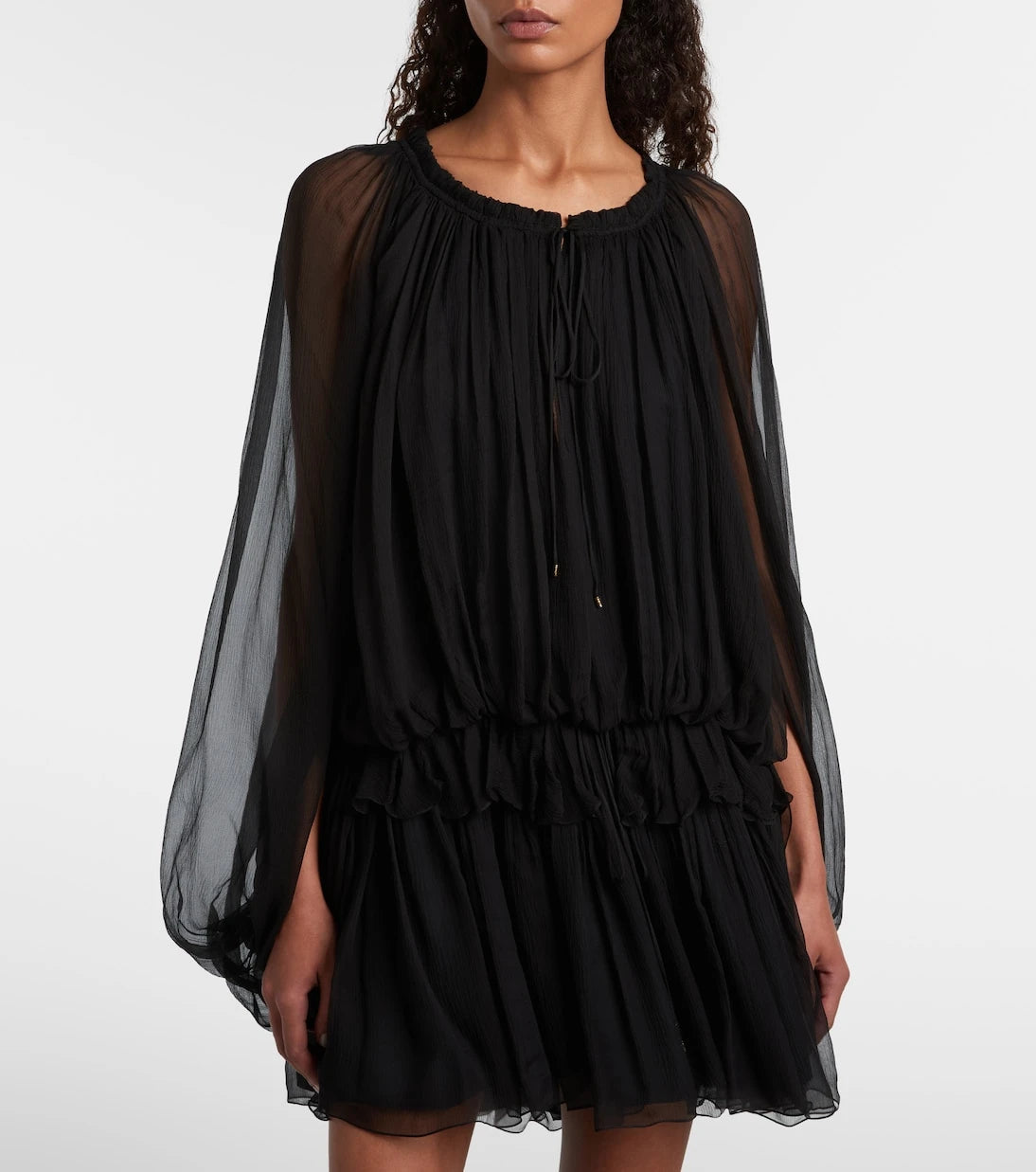 Chloé - Ruffled draped silk minidress