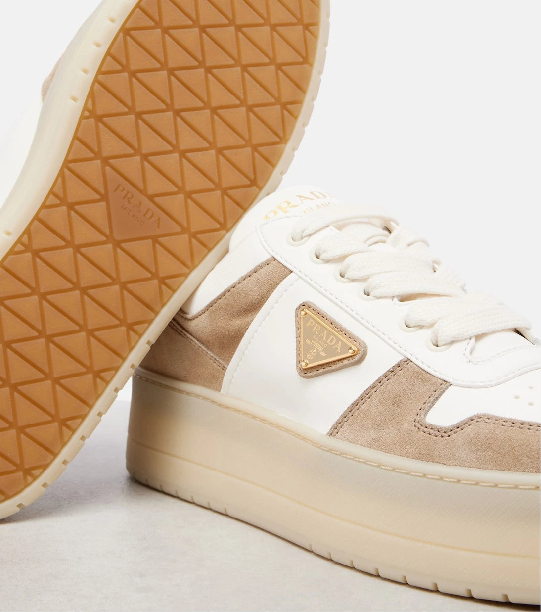 Prada - Downtown Bold leather platform sneakers