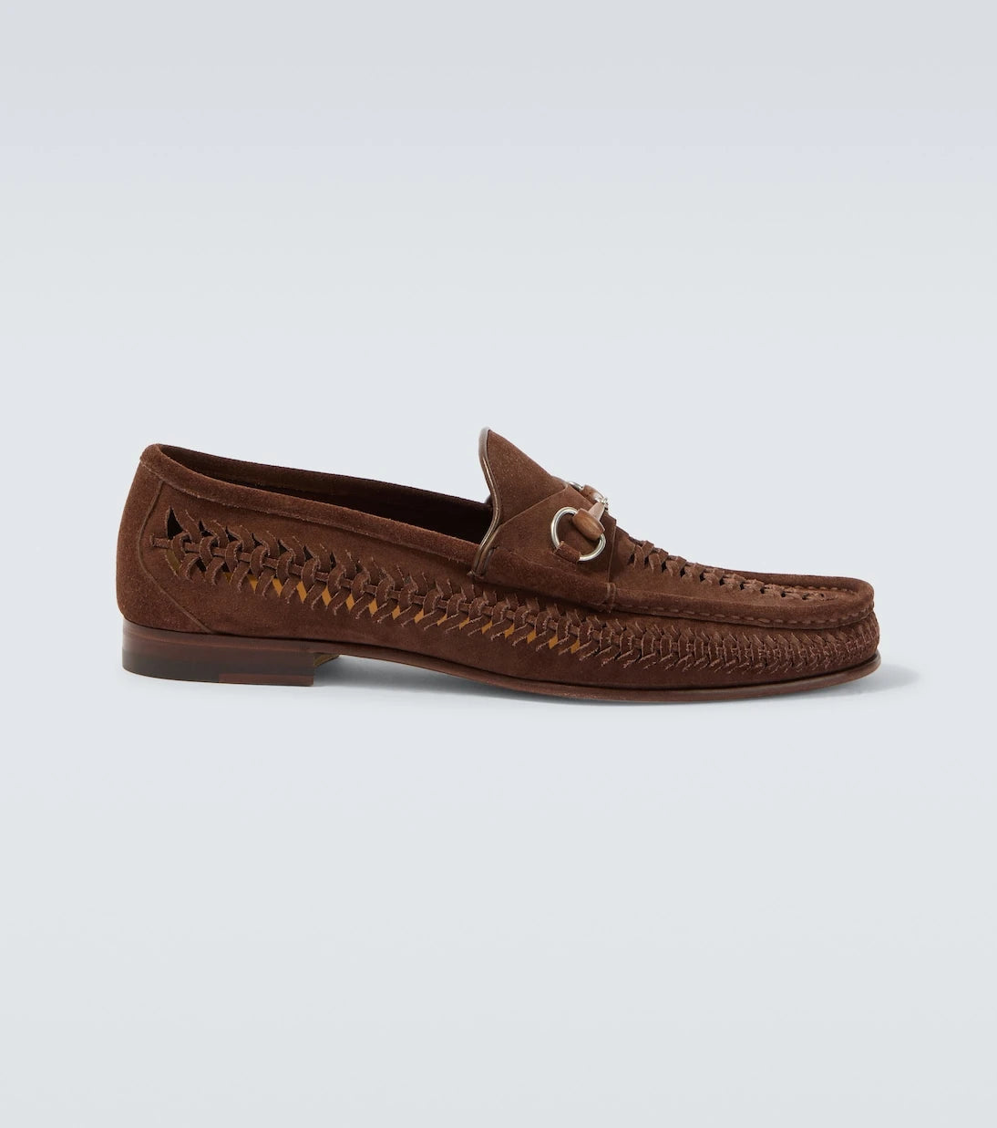 Gucci - Bamboo Horsebit woven suede loafers