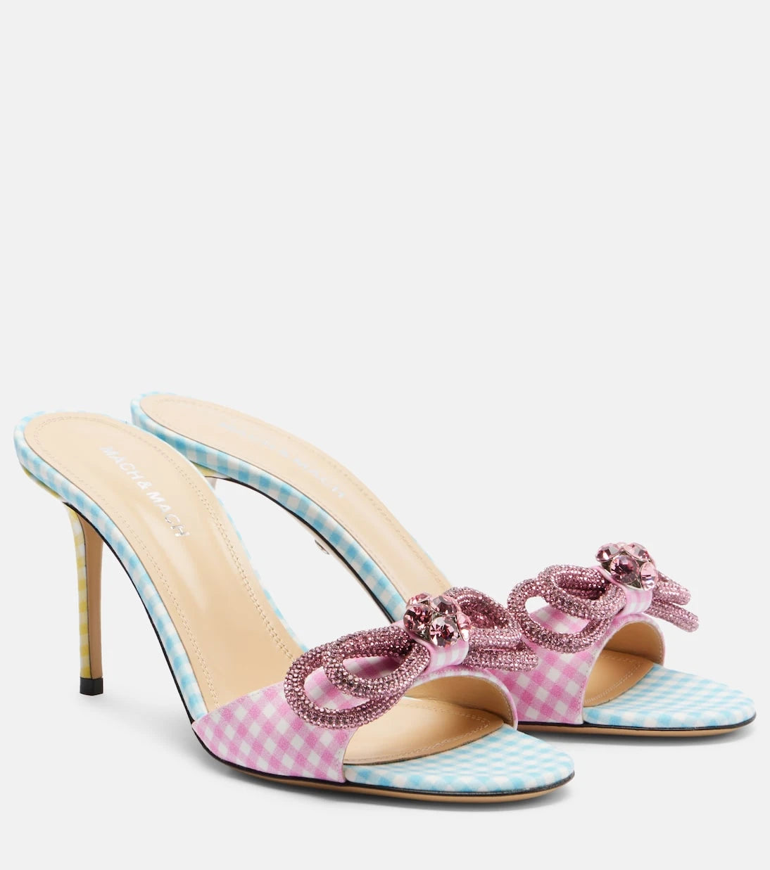 Mach & Mach - Double Bow 85 gingham mules