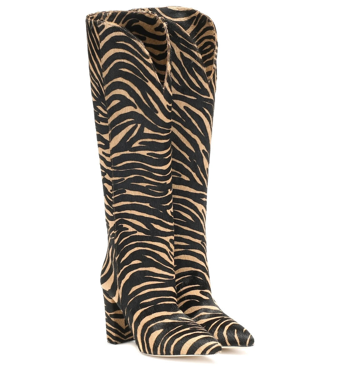 Paris Texas - Zebra-print calf hair knee-high boots