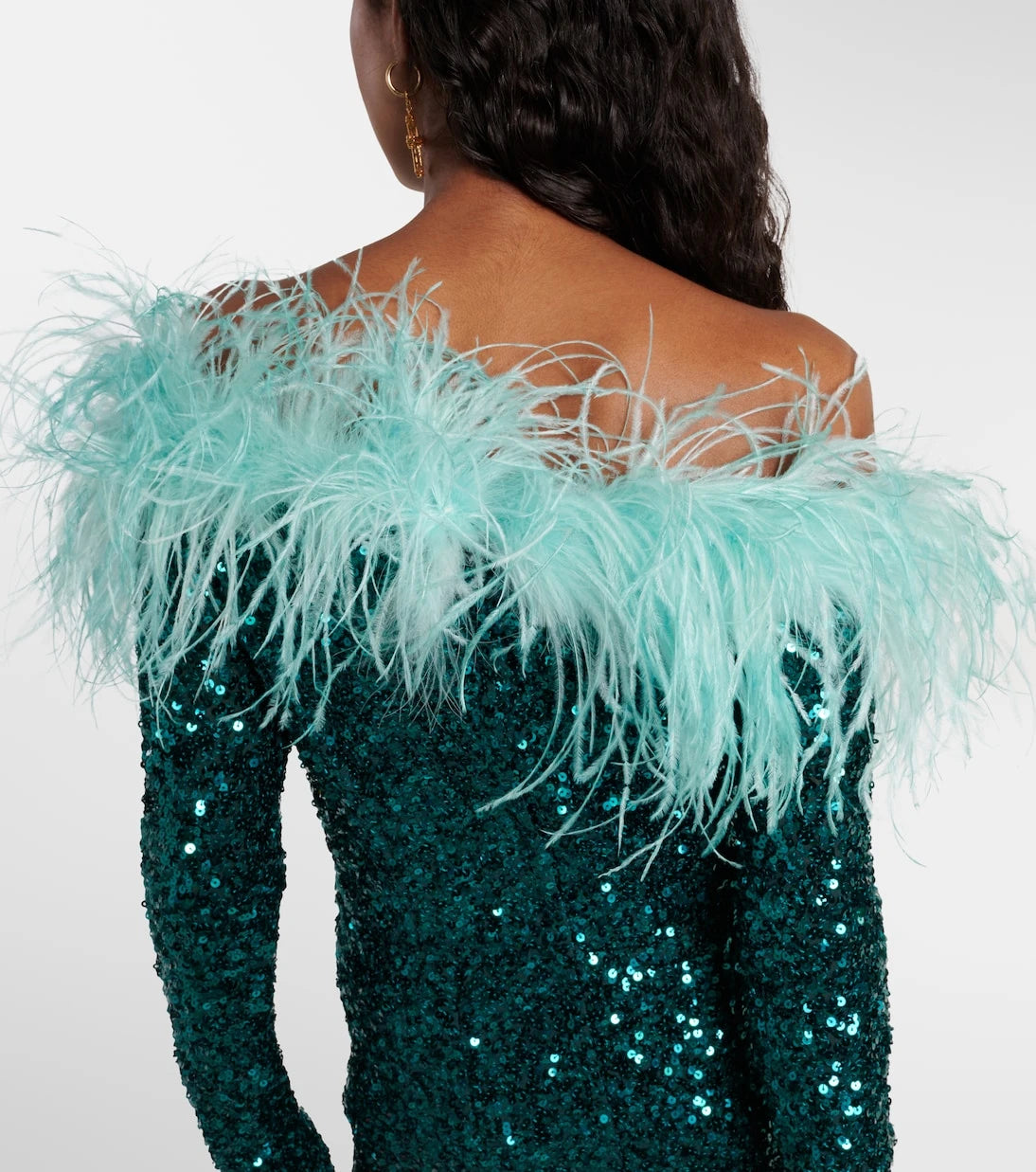 Dolce&Gabbana - Feather-trimmed sequined midi dress