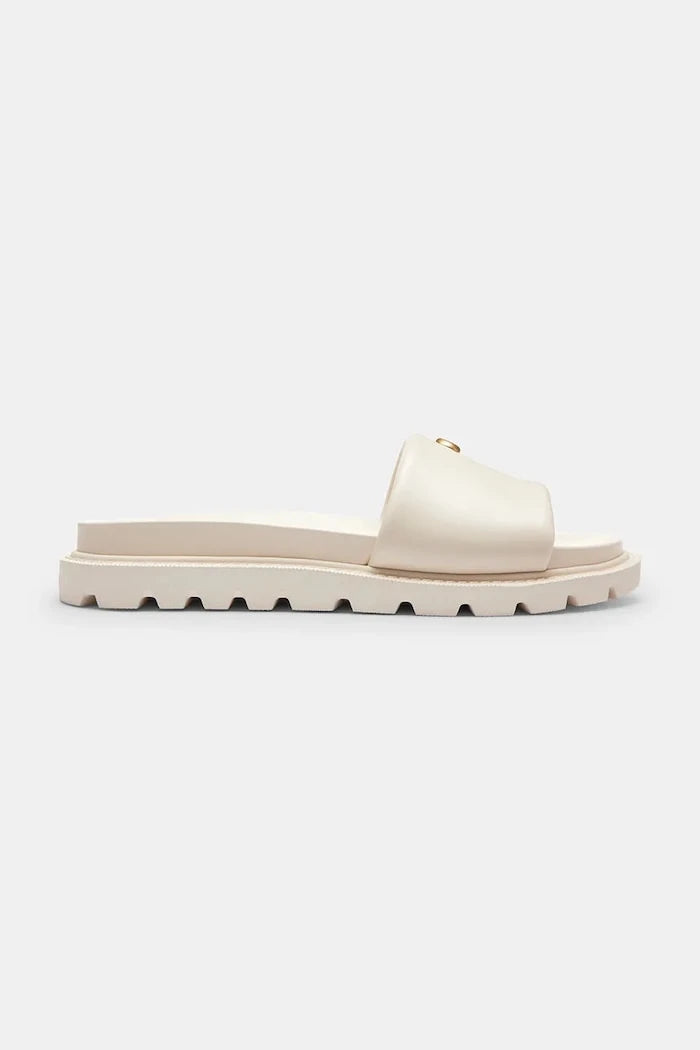 Coach чехли с равна подметка дамски от кожа Brynn Leather Slide Sandal