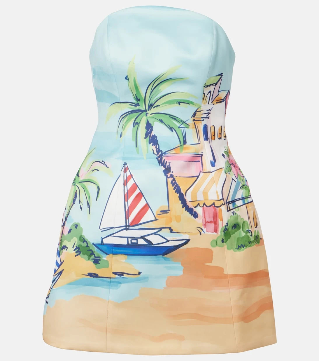 Leo Lin - Printed bustier dress