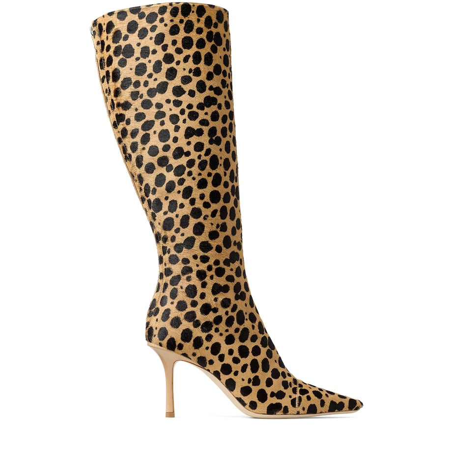 Neutral x Conner Ives Gloria 85 Pony Hair Cheetah Knee-High Boots