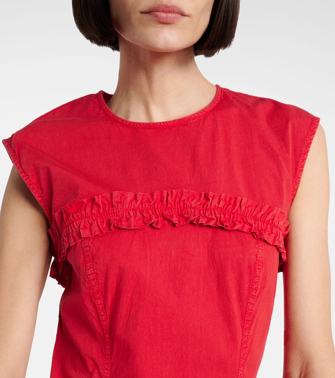 Ganni - Ruffled cotton-blend minidress