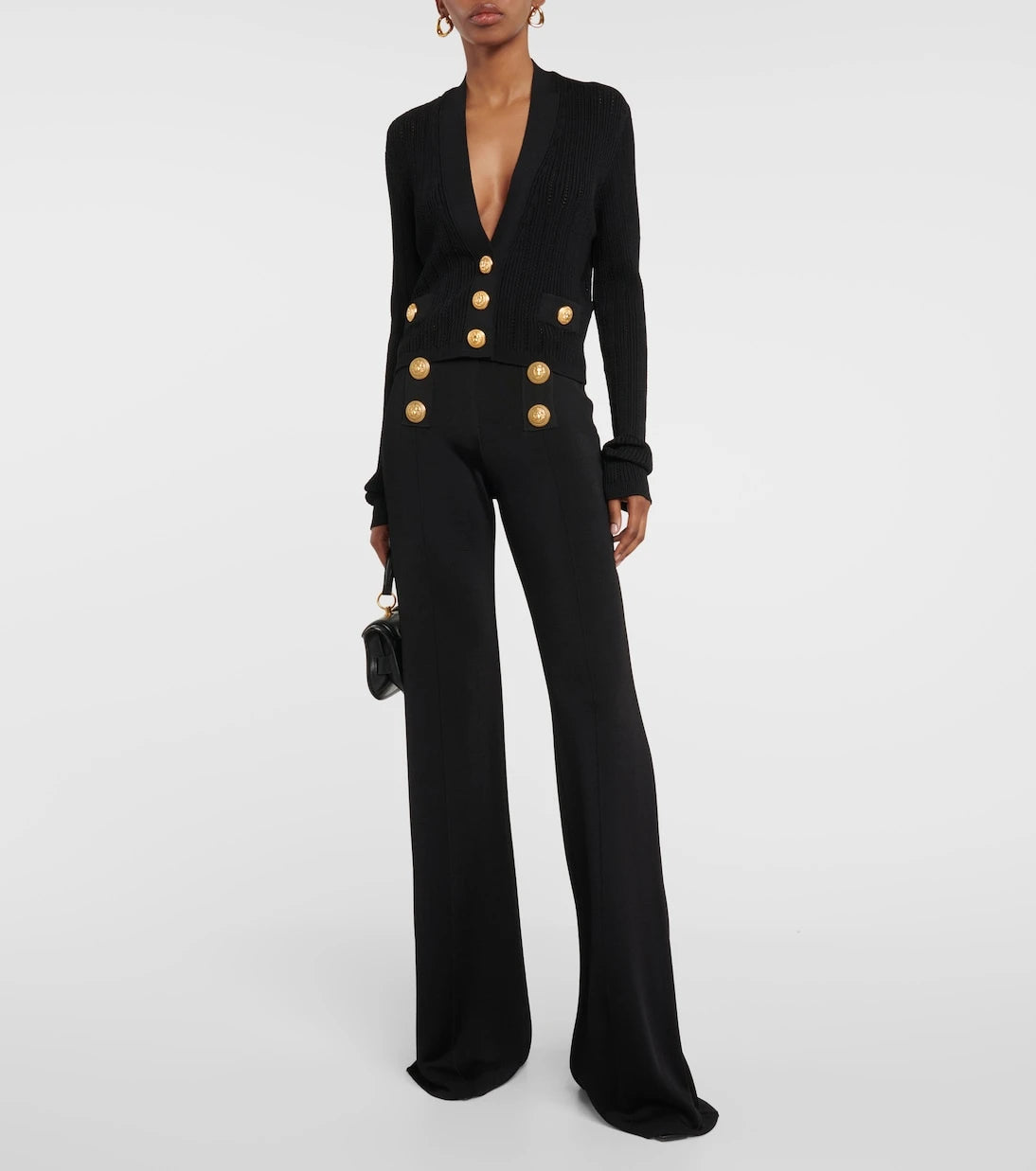 Balmain - High-rise flared knit pants