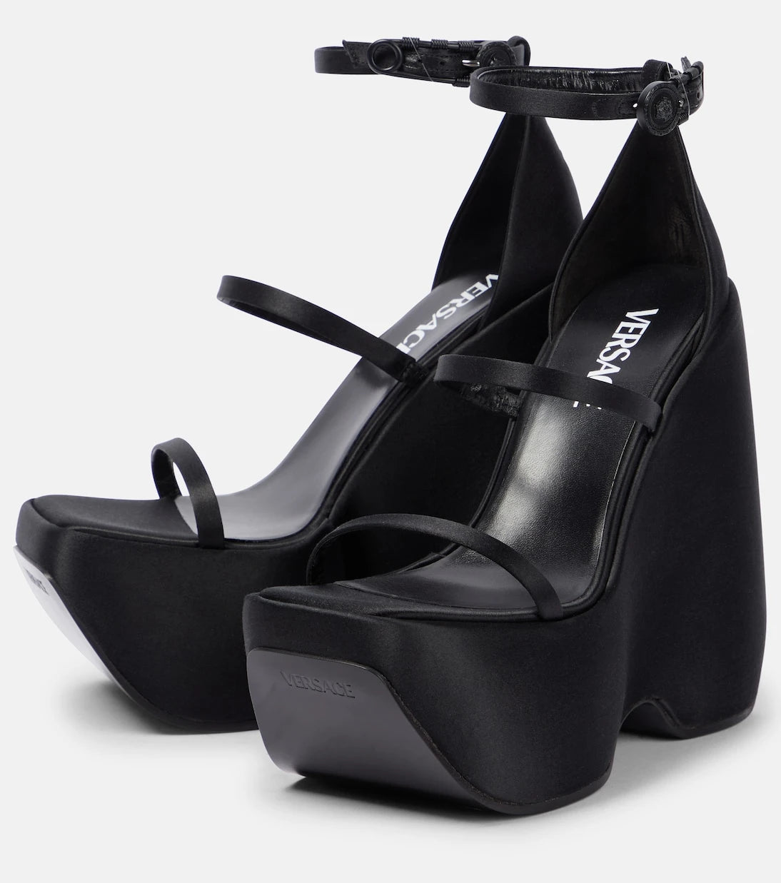 Versace - Triplatform satin platform sandals