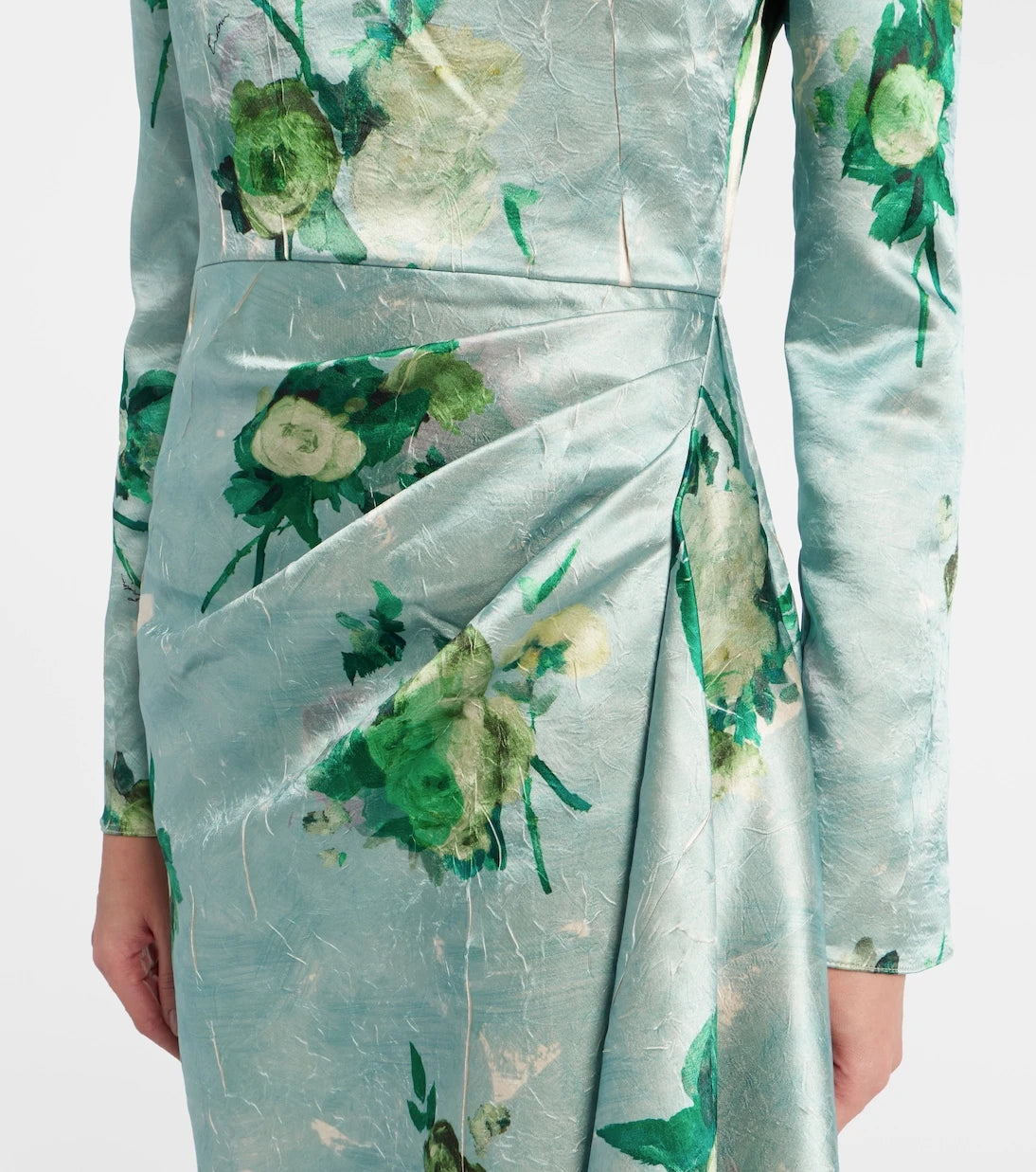 Erdem - Draped floral satin midi dress