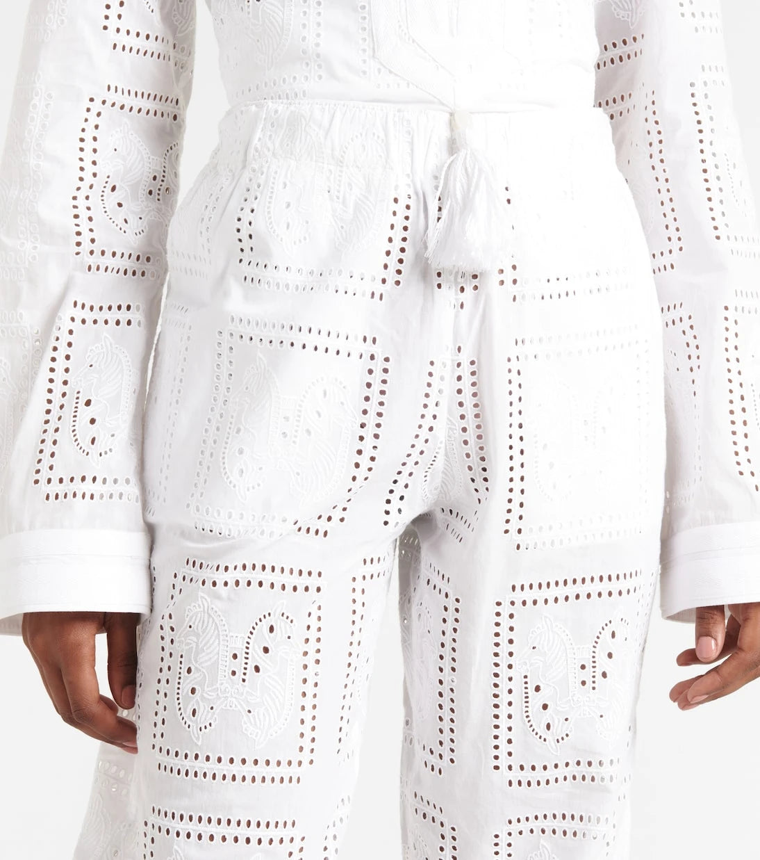 Tory Burch - بنطال قصير من القطن المطرز بنمط Broderie anglaise