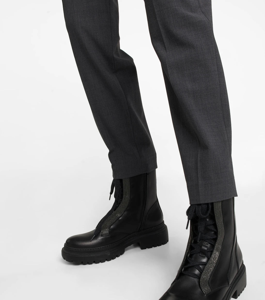 Brunello Cucinelli - High-rise tapered wool-blend pants