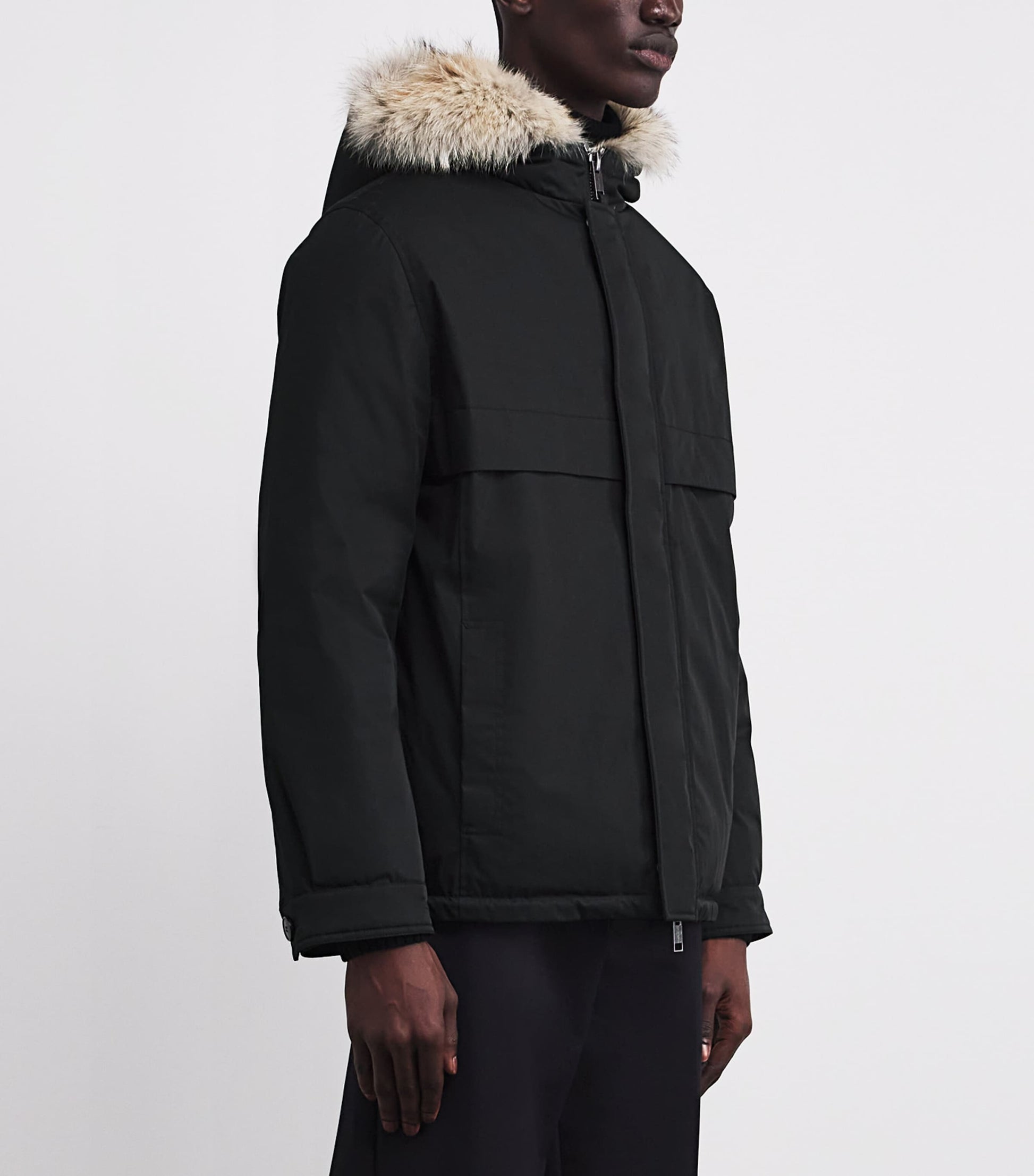 Yves Salomon Black Down Coyote Fur-Trim Waterproof Parka