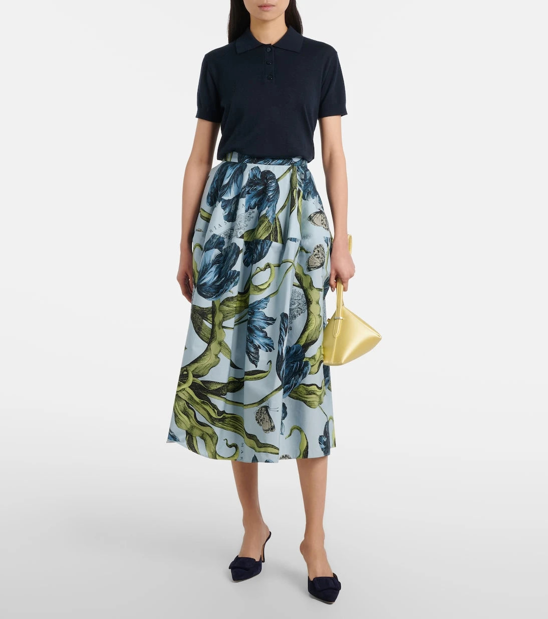 Erdem - Floral cotton poplin midi skirt