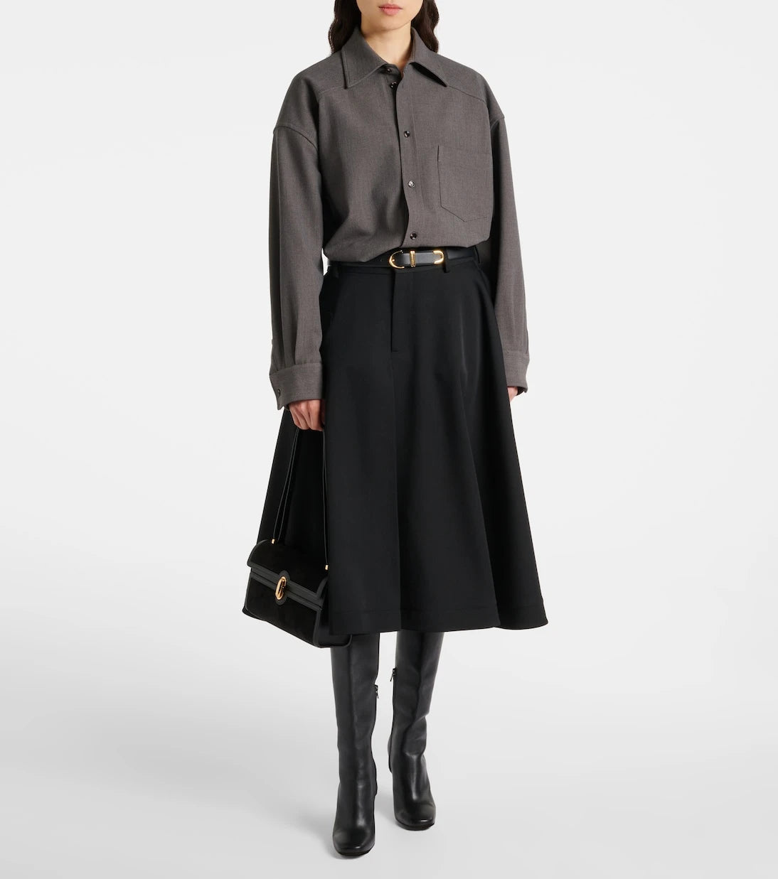 Savette - Symmetry 26 leather-trimmed suede shoulder bag