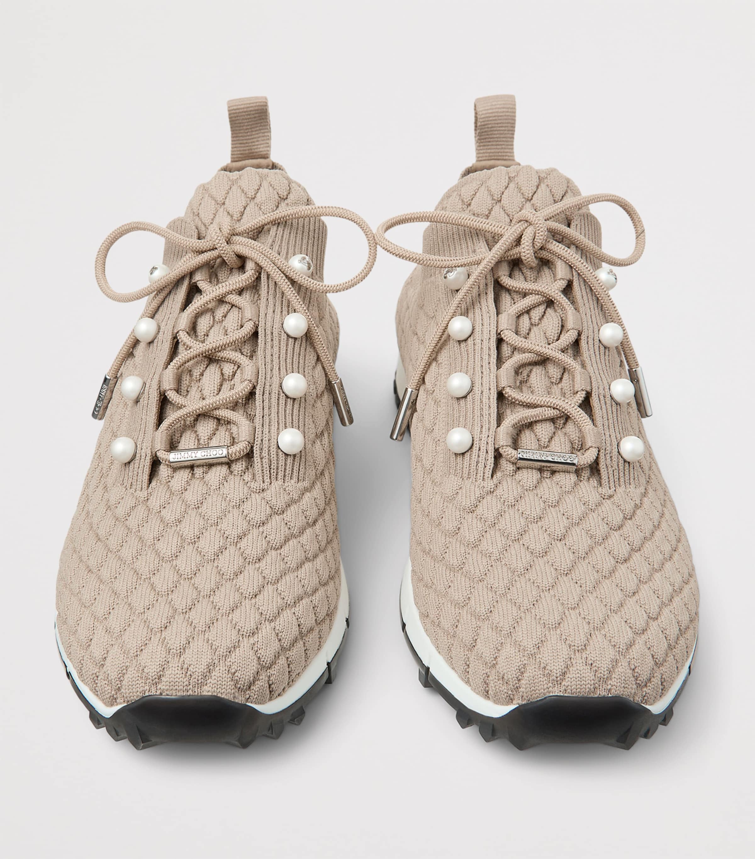 Jimmy Choo Beige Veles Knitted Sneakers
