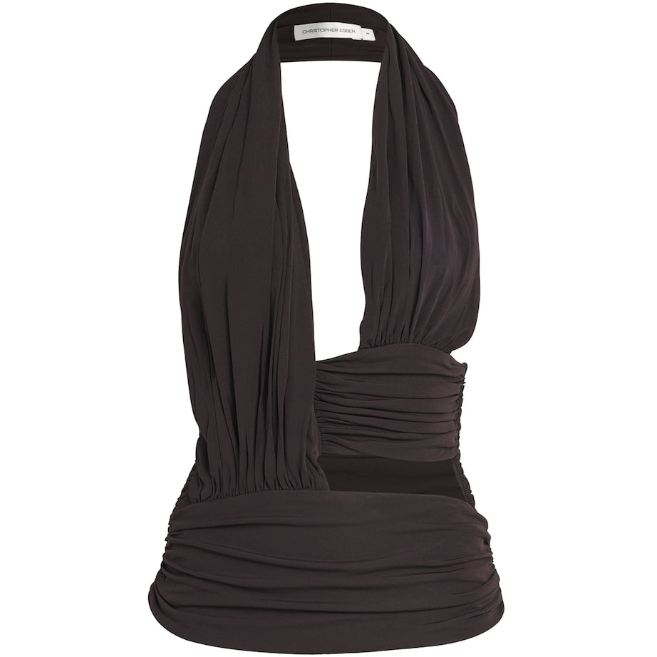 Christopher Esber Brown Jersey Draped Cummerbund Top