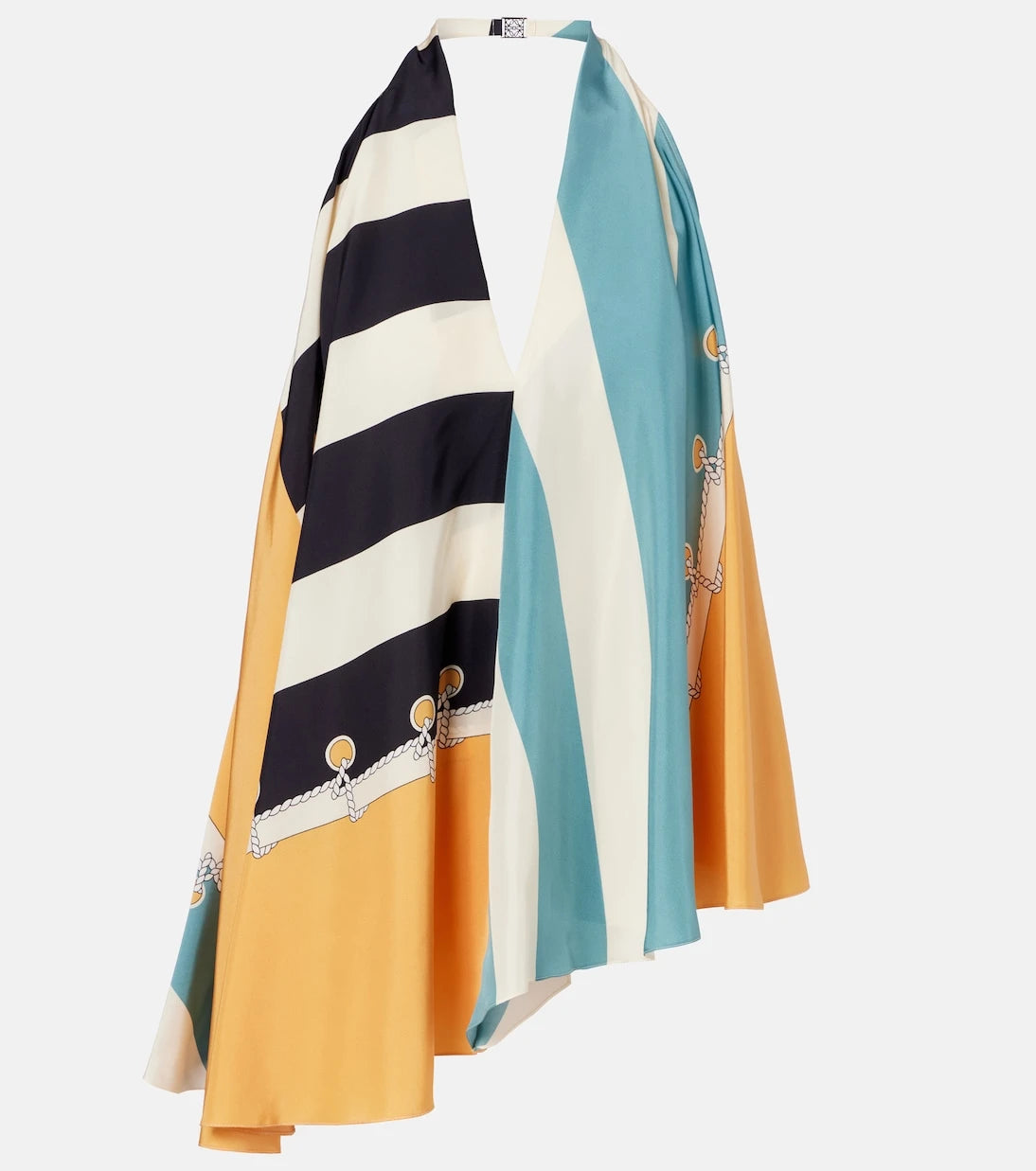 Loewe - Printed asymmetric halterneck silk top
