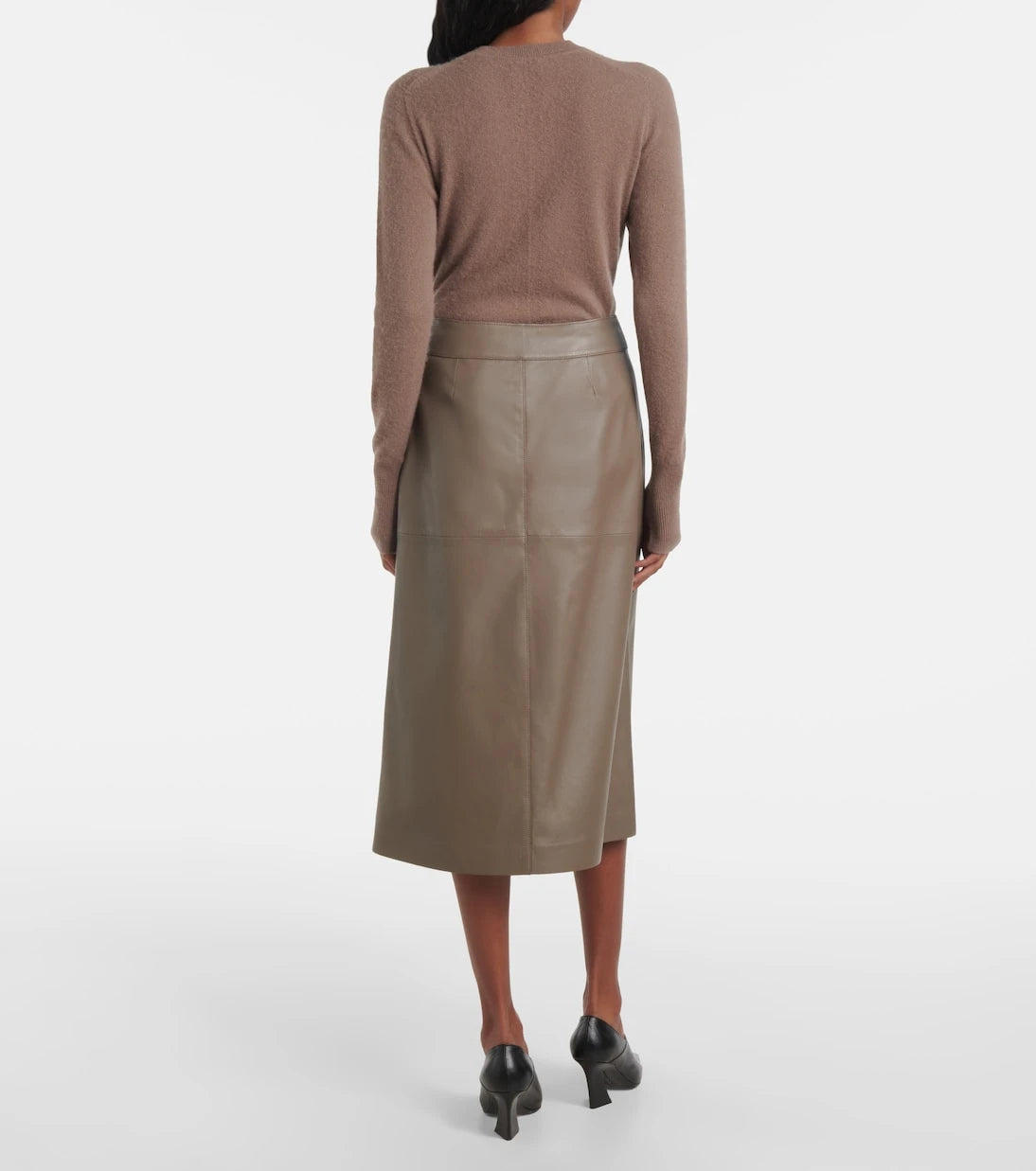 Joseph - Leather midi skirt