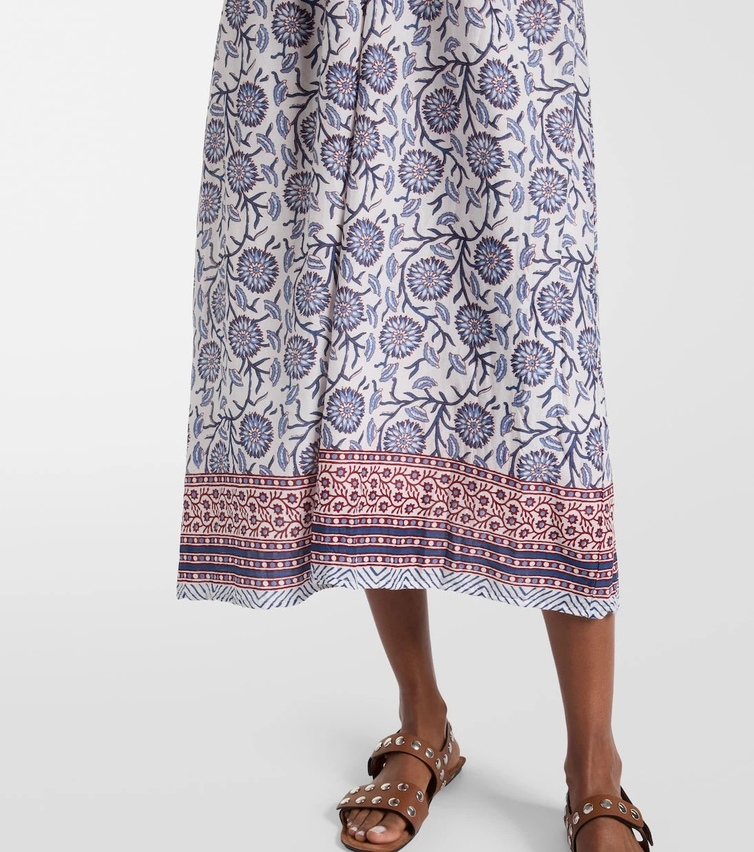 Velvet - Floral ruched cotton midi dress