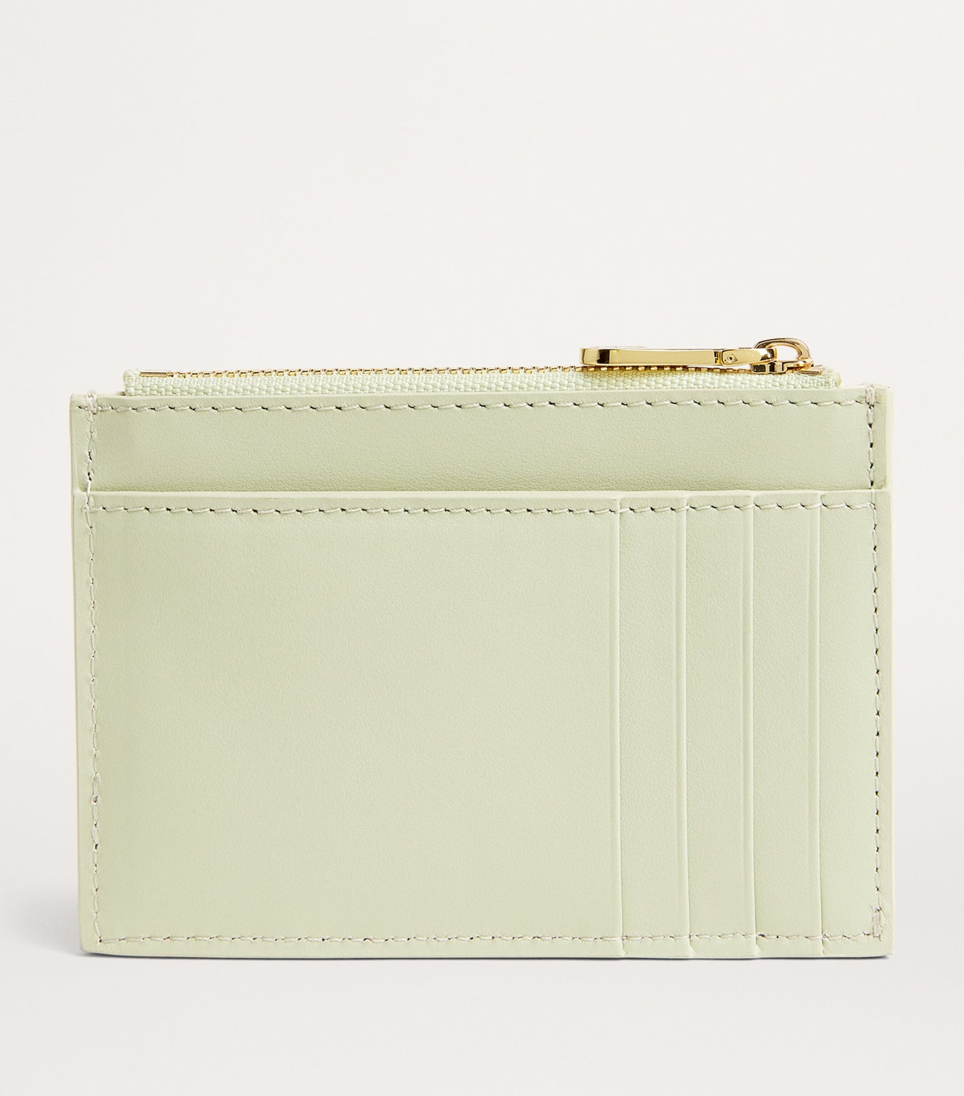 Green Leather Zip-Up Card Holder