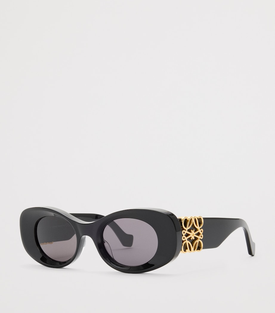 Black Bevelled Oval Sunglasses