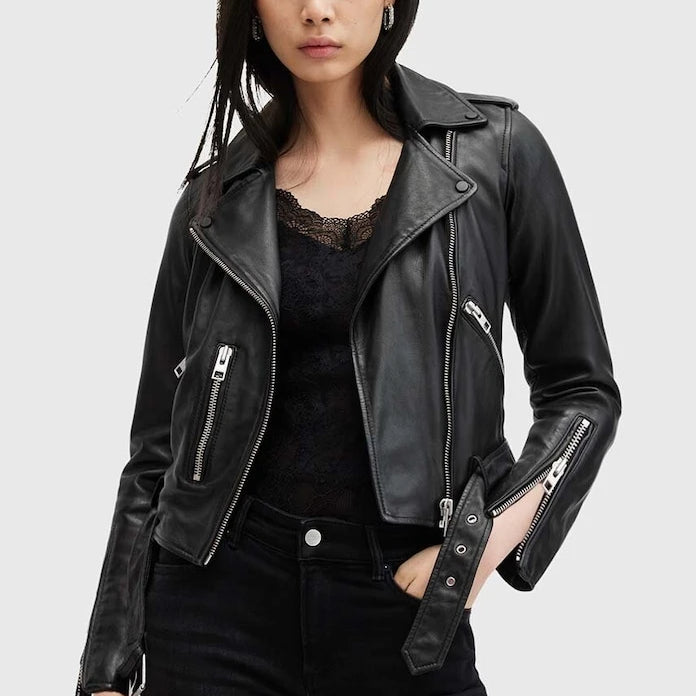 AllSaints рокерско яке дамско от кожа BALFERN BIKER