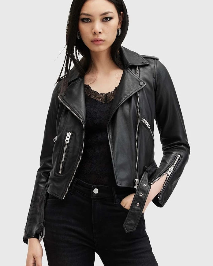 AllSaints Kadın Deri Biker Ceket BALFERN