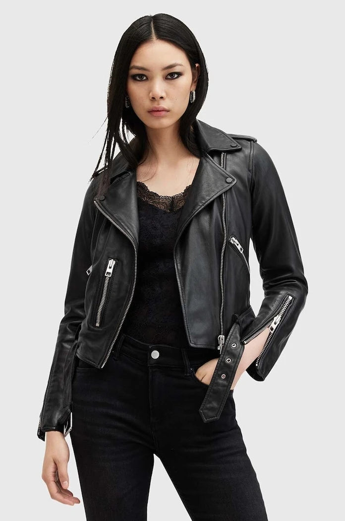 AllSaints рокерско яке дамско от кожа BALFERN BIKER