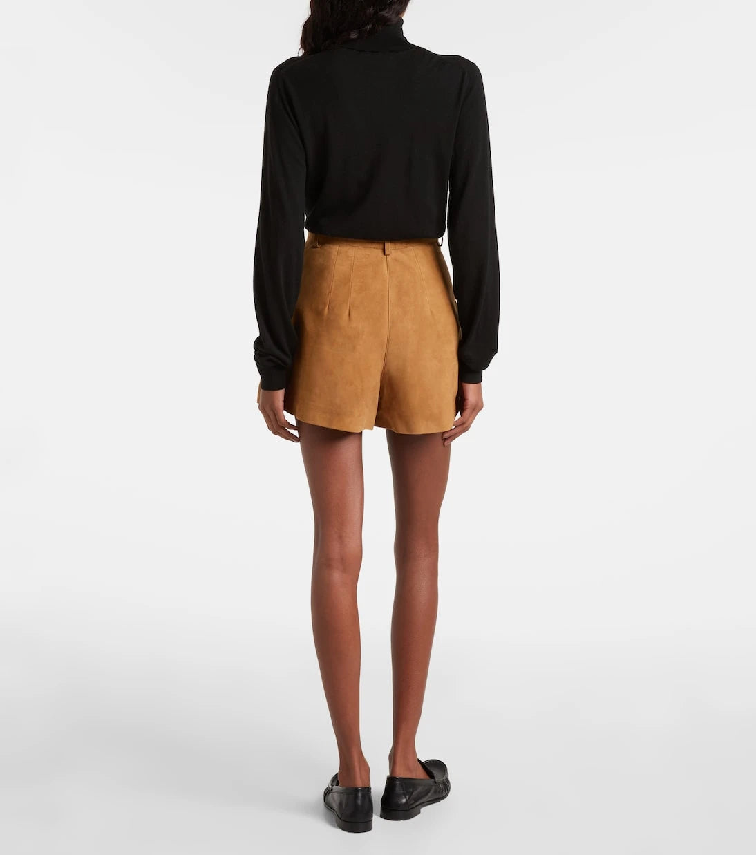 Rotate - High-rise suede shorts