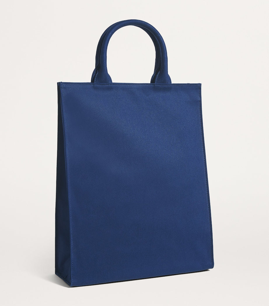 Navy Medium Cotton Logo Tote Bag
