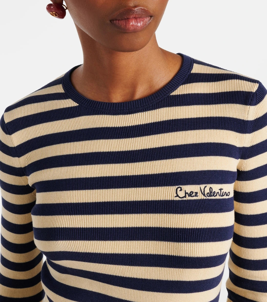 Valentino - Striped ribbed-knit cotton sweater