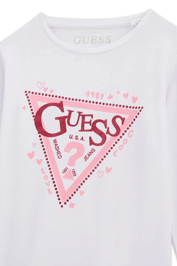 Guess çocuklar için pamuk ve elastanlı uzun kollu bluz