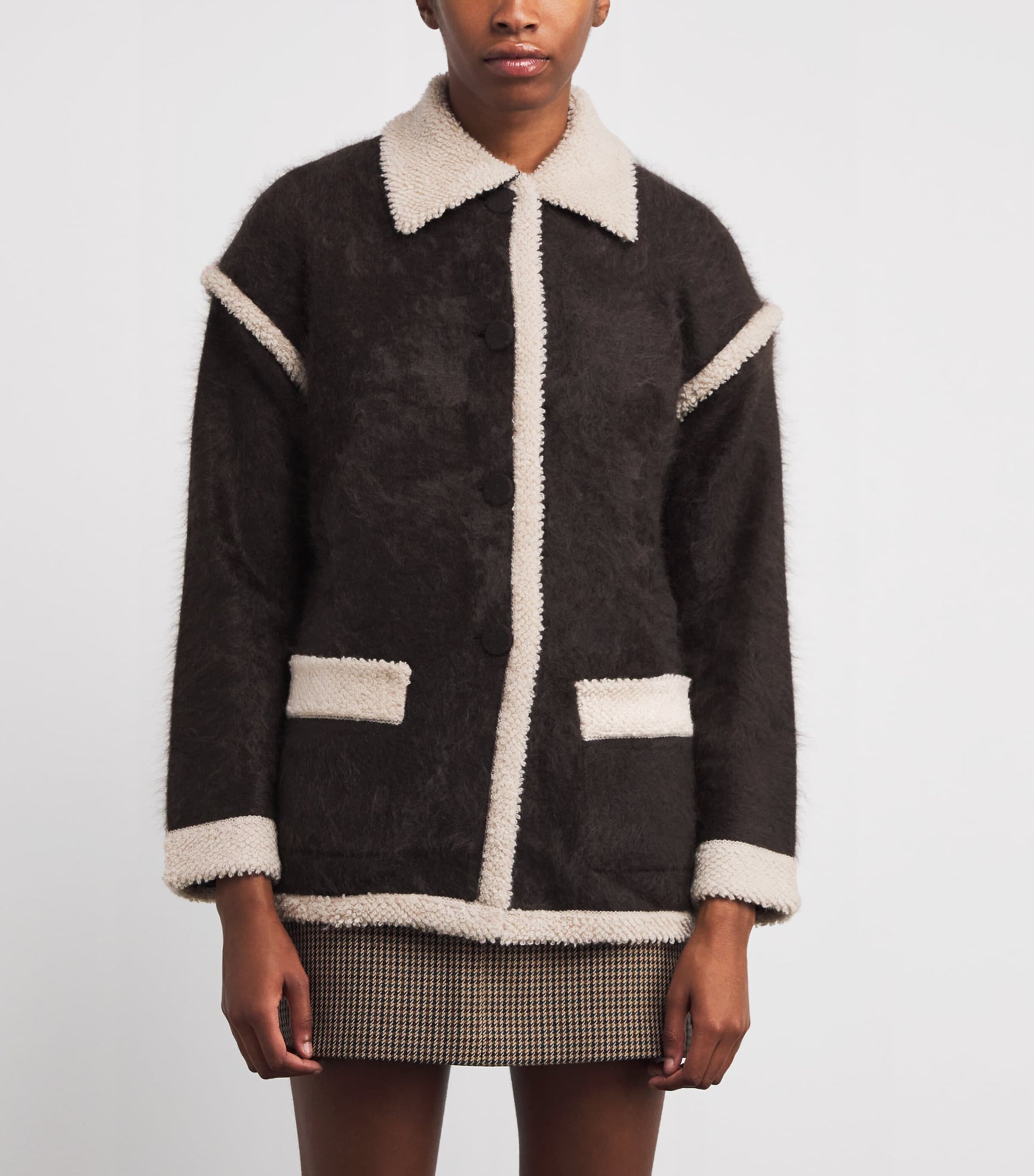 Guest In Residence Brown Cashmere Bouclé-Trim Grizzly Jacket