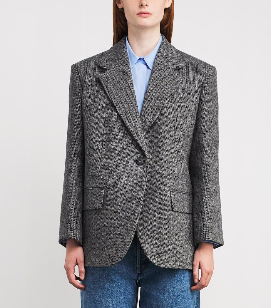 Grey Virgin Wool Tweed Blazer