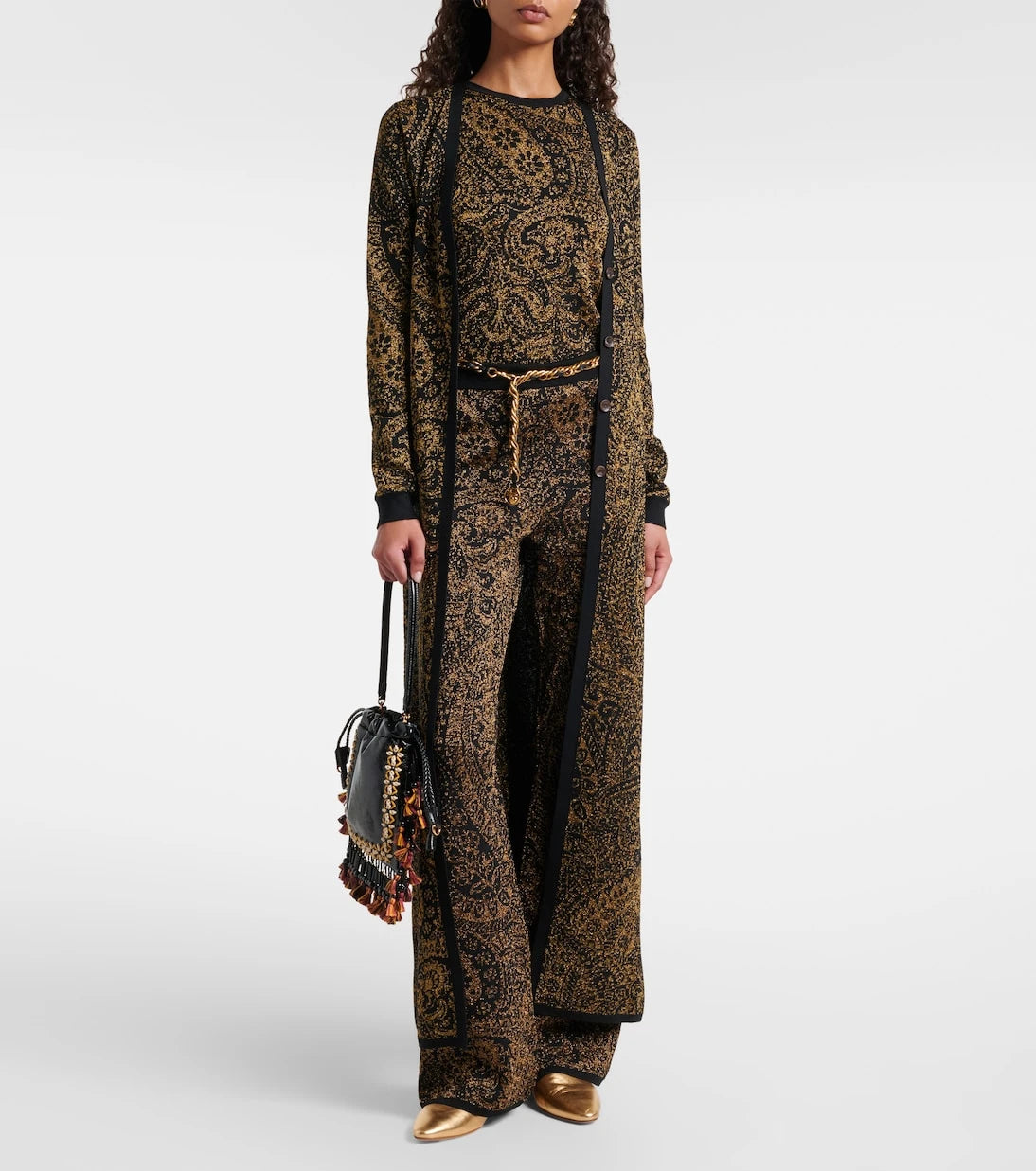 Etro - Paisley wool-blend lamé flared pants