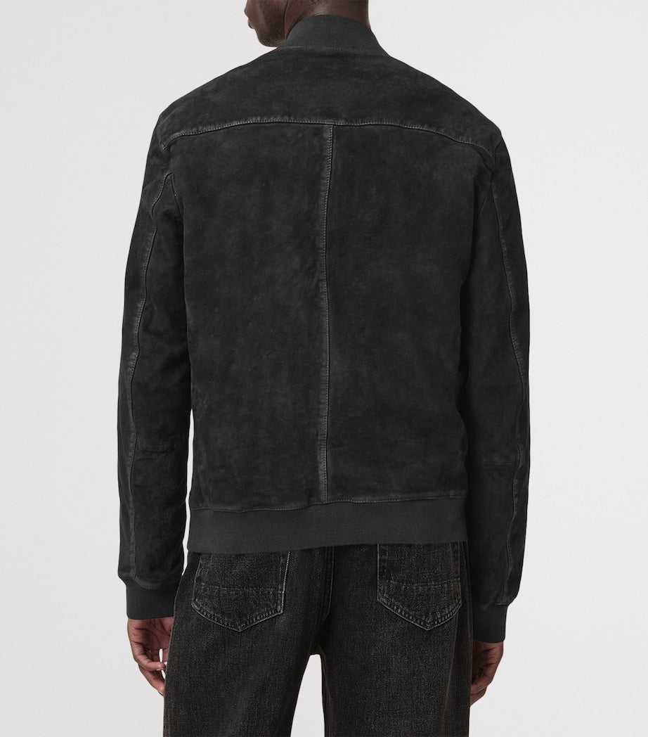 AllSaints Black Suede Kemble Bomber Jacket
